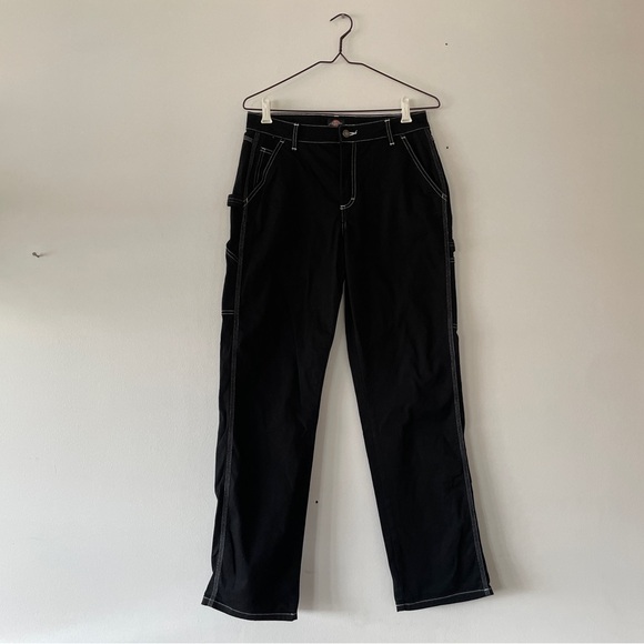 Dickies High Waisted Carpenter Pants Black White Stitching Women’s 27R - Picture 13 of 13